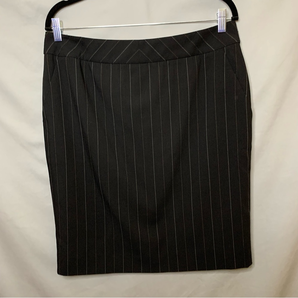 Escada black pinstripe pencil skirt large